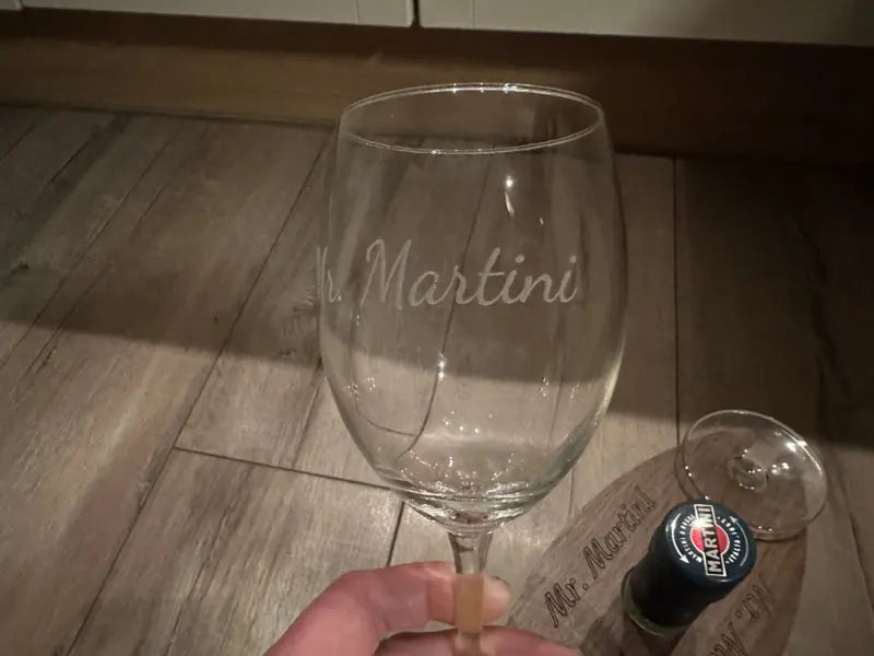 Wijnglas met naam Speksnijder Laser Service