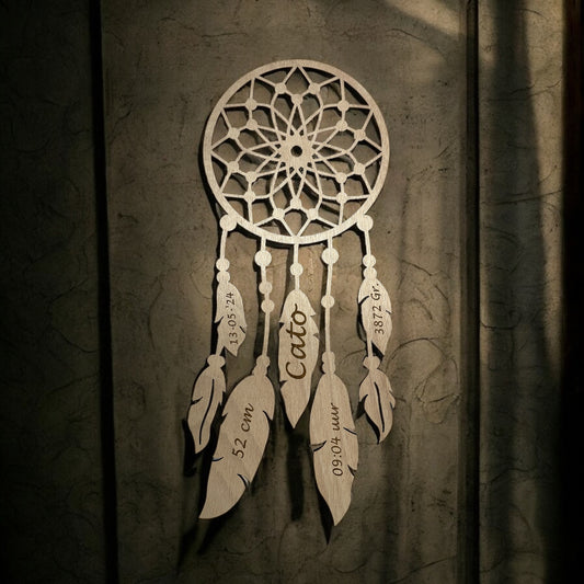 Dromenvanger met geboortegegevens