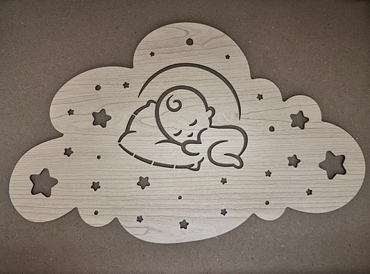 Wandplaatje met slapende baby Speksnijder Laser Service