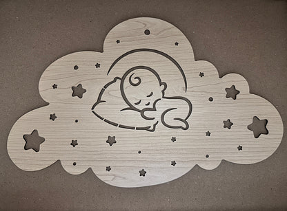 Wandplaatje met slapende baby