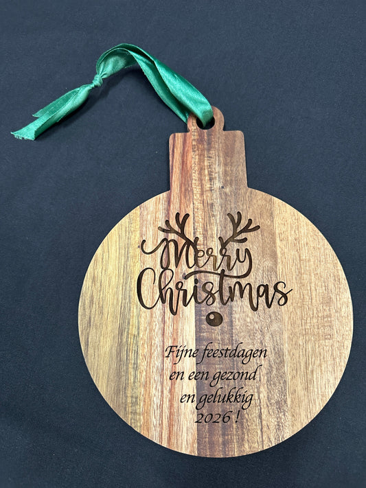 Extra grote houten kerstbal met persoonlijke lasergravure