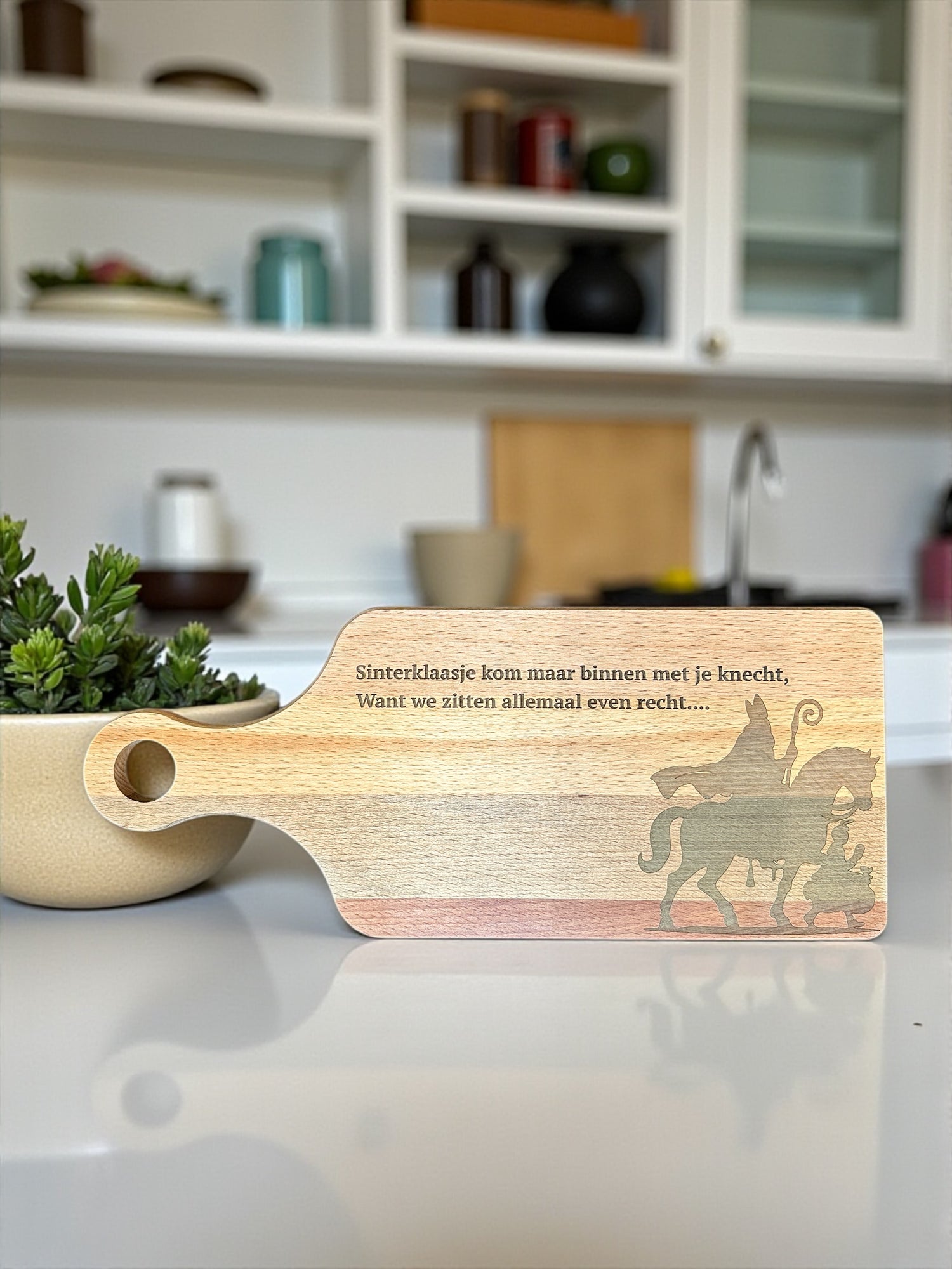 Houten Sinterklaas plank met decoratieve gravure