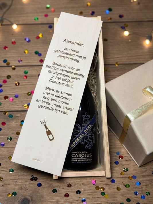 Wijn/bier kistje met tekst of logo